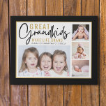 Lienzo De Imitación Los nietos hacen de la vida grandes abuelos 4 foto<br><div class="desc">Un moderno regalo de collage de fotos para los abuelos con una frase sentimental "Los nietos hacen la vida grandiosa". Personalízate con 4 fotos y nombres de nietos para convertirlo en un regalo memorable para los Navidades el día de la madre,  el día de los abuelos y el cumpleaños.</div>
