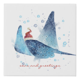 Lienzo De Imitación Mares y saludos festivos de Manta Ray