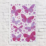Lienzo De Imitación Mariposa acuarela Magenta rosa<br><div class="desc">Patrón de mariposas magenta color de agua rosa y blanco. Arte original de Nic Squirrell.</div>