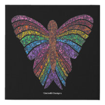 Mariposa arcoiris (negro) - tela falsa