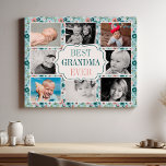 Lienzo De Imitación Mejor Collage de fotos floral de la abuela<br><div class="desc">Celebra la mejor abuela con esta encantadora impresión personalizada de lienzo. Con un collage de fotos personalizado rodeado por un hermoso diseño floral botánico en tonos suaves rosa y azul, esta obra es un regalo sincero para cumpleaños, Día de la Madre o cualquier ocasión para mostrar su amor y aprecio....</div>