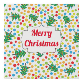 Lienzo De Imitación Merry Christmas Tree and Lights Retro Pattern