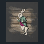 Lienzo De Imitación Mint. de conejo blanco Wonderland<br><div class="desc">Versión en blanco mint & burgundy de los ilustraciones originales de Conejo Blanco de Alicia en el país de las maravillas sobre el fondo de madera angustiada</div>