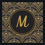 Lienzo De Imitación Monograma Art Deco del patrón de vieira de oro neg<br><div class="desc">Elegante Patrón de Oro Negro Patrón de Vieiras Art Deco Monograma Imprimir tiene un diseño moderno que se ve elegante para tu pared o como regalo. Es agradable añadir a cualquier decoración. Personalízalo.</div>