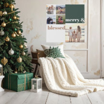 Navidades de la familia Merry & Blessed Foto Verde