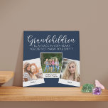 Lienzo De Imitación Nietos 3 Collage de fotos y pie de foto azul<br><div class="desc">Personalizado foto de lienzo impreso para abuelos o nietos. La cita dice "los nietos ocupan un lugar en su corazón que no sabían que estaba vacío" y está escrito con elegante caligrafía y tipografía en mayúsculas. La plantilla de la foto está configurada para que agregue 3 de sus imágenes favoritas,...</div>