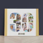 Lienzo De Imitación Número de collage de fotos 30 Neutral 30 cumpleaño<br><div class="desc">Crea tu propio regalo fotográfico personalizado para un cumpleaños número 30. Este claro collage de fotos está en la forma del número 30 en un fondo blanco con arena beige neutra / bordes amarillos mudos. El collage puede contener 14 fotos y la plantilla está preparada para que añadas tus fotos...</div>