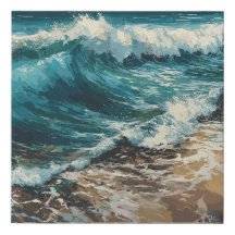 Olas de playa y pintura de arena