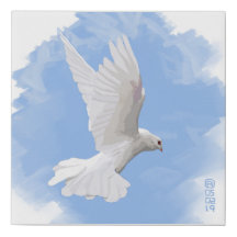 Paloma Blanca En Una Pintura De Cielo Azul