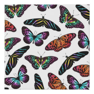 Lienzo De Imitación Patrón de color de agua de las mariposas color neg