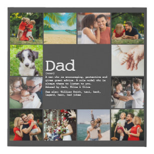 Lienzo De Imitación Personalizado Dad Definición Collage de fotos gris