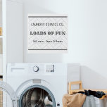 Lienzo De Imitación Personalizado de lavandería de granja<br><div class="desc">Este bonito y moderno cartel de la lavandería de una casa de campo dice "Servicio de lavandería co. , Montones de diversión, autoservicio - abierto 24 horas". Con un sencillo diseño de mosaico falso, este letrero es un poco moderno y un poco vintage. Este letrero hace el regalo perfecto de...</div>