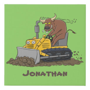 Lienzo De Imitación Personalizado del bulldozer cómico que conduce un