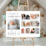 Lienzo De Imitación Personalizado Primer hito fotográfico de cumpleaño<br><div class="desc">Celebra los primeros 12 meses de tu pequeña con este primer cumpleaños un año de foto. Personalizar el cartel con tus imágenes de hitos mensuales y datos divertidos del bebé. Para añadir texto al diseño,  simplemente seleccione el botón "Personalizar It" de arriba para las funciones de personalización más avanzadas.</div>