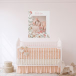 Lienzo De Imitación Personalized Photo Baby Girl Peach Floral<br><div class="desc">Soft watercolor hand drawn flowers in pinks,  peaches and neutral colors with wrapping vines to accent your favorite baby photo. Perfect for baby girl nursery or any room home decor.  Perfect for your bedroom,  foyer or any other room in your lovely home.</div>