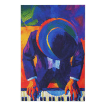 Pintura abstracta de pianista de jazz colorida