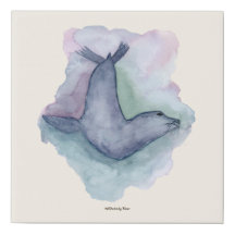 Pintura de acuarela de foca azul