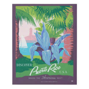 Lienzo De Imitación Poster de viajes de época promocionando Puerto Ric
