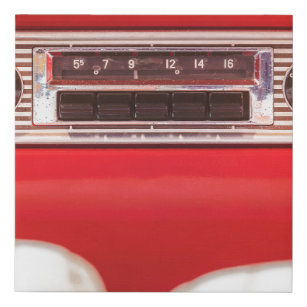 Lienzo De Imitación Radio de autos viejos dentro de un auto americano 
