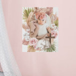 Lienzo De Imitación Regalo de Baptismo Flamental Cross Baby Photo<br><div class="desc">Un hermoso regalo de bautismo personalizado. Con un diseño floral de acuarela y adorables ovejas para bebés adormecidas,  estas huellas de lienzo son perfectas para los bautizos de los chicas. Encuentra artículos coincidentes en mi tienda.</div>