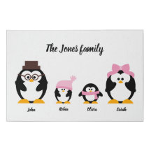 Retrato de árbol familiar pingüino personalizado