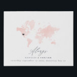 Lienzo De Imitación Siempre boda de mapas del mundo o regalo de aniver<br><div class="desc">boda de mapas del mundo rosa de Rubor o regalo de aniversario. Hermoso mapa del mundo de las acuarelas pintadas a mano de color rosa con el corazón capaz de reubicar al boda o a la luna de miel. Un regalo ideal para los bodas de la ubicación.</div>