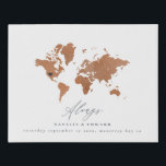Lienzo De Imitación Siempre boda de mapas del mundo o regalo de aniver<br><div class="desc">Boda de mapas del mundo de color rojizo o regalo de aniversario. Hermoso mapa del mundo de las acuarelas pintadas a mano con color rojizo con el corazón capaz de reubicar a boda o luna de miel. Un regalo ideal para los bodas de la ubicación.</div>