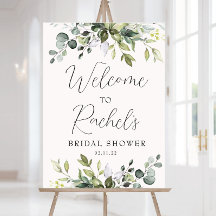 Signo de bienvenida de la ducha de novia Eucalyptu