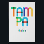 Lienzo De Imitación Tampa Florida Mid Century, Pop Art,<br><div class="desc">El estilo retro clásico de Tampa Florida de los años 70 y 80. Colores primarios luminosos en el estilo artístico abstracto del siglo XX con elementos geométricos simples. Arte pop vintage. Simple negrita,  usa tu ciudad natal en voz alta.</div>