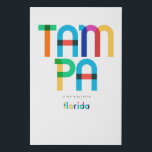 Lienzo De Imitación Tampa Florida Mid Century, Pop Art,<br><div class="desc">El estilo retro clásico de Tampa Florida de los años 70 y 80. Colores primarios luminosos en el estilo artístico abstracto del siglo XX con elementos geométricos simples. Arte pop vintage. Simple negrita,  usa tu ciudad natal en voz alta.</div>