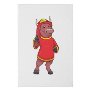 Lienzo De Imitación Toro como bombero con casco