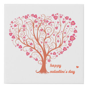 Lienzo De Imitación Tree Heart Happy Valentine Day