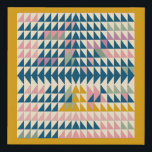 Lienzo De Imitación Unas formas geométricas con un color claro y amari<br><div class="desc">Diseño alegre y colorido de formas y líneas geométricas,  formando un tejido moderno con colores vivos de azul verde azulado,  amarillo mostaza,  verde salvia y rosa.</div>
