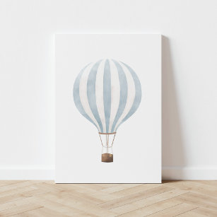 Lienzo De Imitación Vintage Blue Watercolor Hot Air Balloon