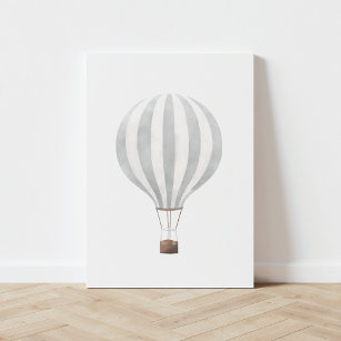 Lienzo De Imitación Vintage Gray Watercolor Hot Air Balloon