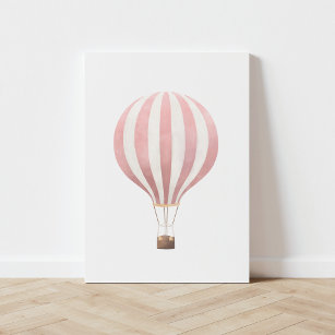 Lienzo De Imitación Vintage Pink Watercolor Hot Air Balloon