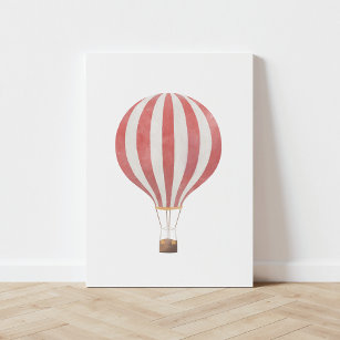 Lienzo De Imitación Vintage Red Watercolor Hot Air Balloon