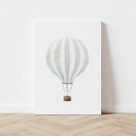 Lienzo De Imitación Vintage Sage Green Watercolor Hot Air Balloon<br><div class="desc">Esta huella de globo de aire caliente de color acuático vintage es una hermosa manera de decorar tu vivero,  habitación infantil o cualquier espacio con temas de viaje.</div>