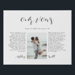 Lienzo De Imitación Voto romántico de Boda en aniversario de foto<br><div class="desc">Boda fotográfico romántico de caligrafía vota impresión de lienzo Keepsake</div>