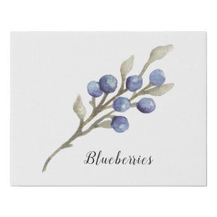 Lienzo De Imitación Watercolor Blueberries Botánico