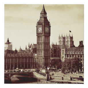 Lienzo De Imitación Westminster de Londres con el Big Ben y el puente.