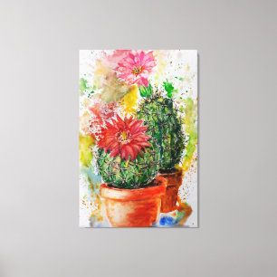 Lienzo de impresión de cactus Pintura de acuarela