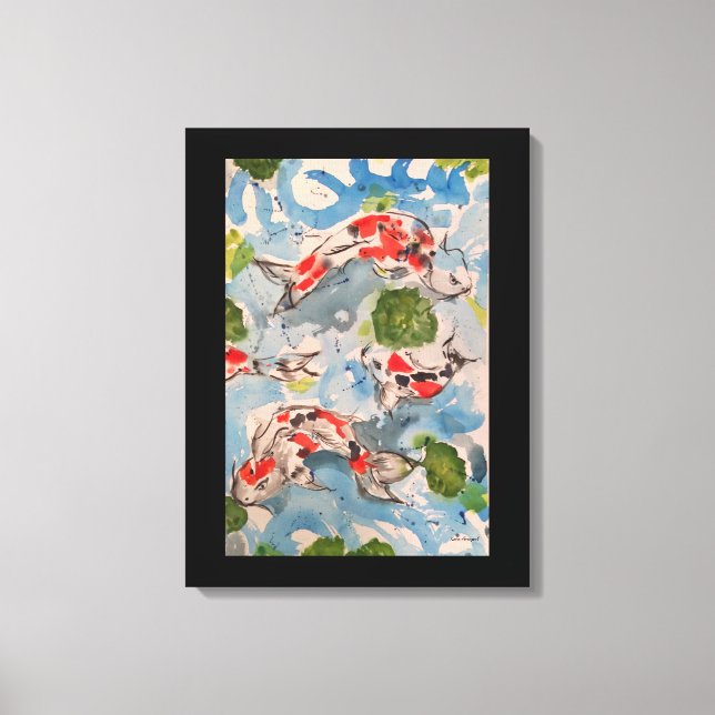Lienzo de impresión de color Koi japonés 18x24 (Anverso)