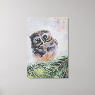 Lienzo de impresión de pequeño búho - Pintura de a