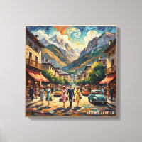 Lienzo de la calle de la montaña de Andorra la Vel