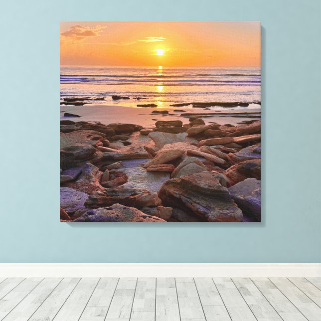 Lienzo de la costa del océano al amanecer  (Insitu (piso de madera))