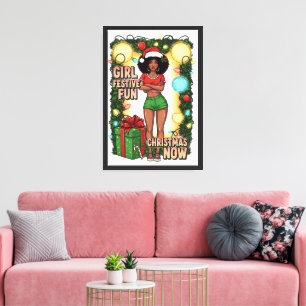 Lienzo de la Reina de Navidad con Arte Pop Retro V