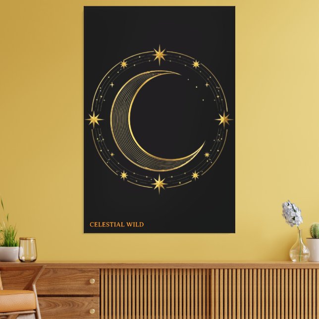 Lienzo de lujo negro dorado arte lunar celestial (Insitu (Sala de estar))