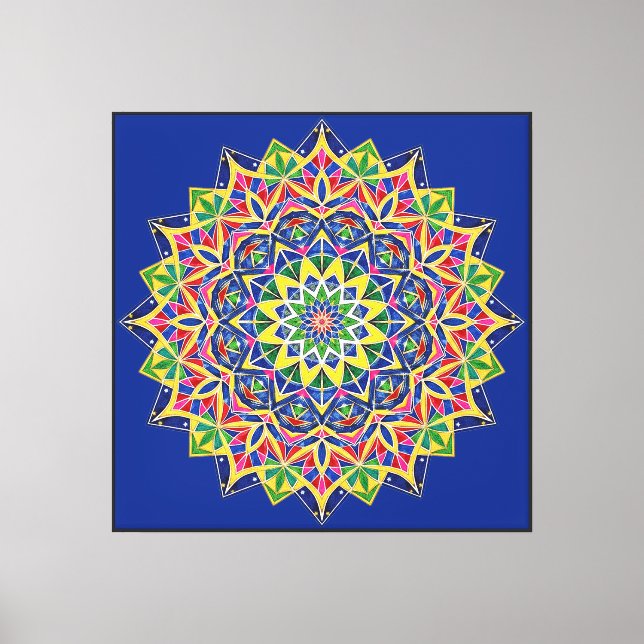 Lienzo de Mandala geométrica colorida (Anverso)