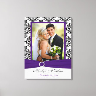 Lienzo de matrimonio morado, negro, blanco Damasco